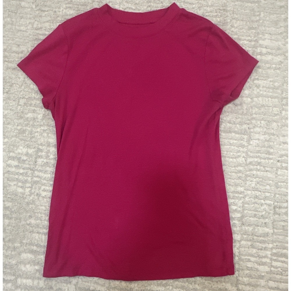 A New Day Shirt Tee Womens Size Large L Hot Pink Fuchsia Short Sleeve Cotton‎